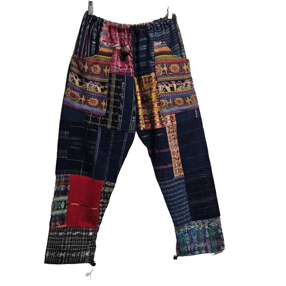 Guatemalan Boho Multicolor Multipattern Unisex Artsy Pants Woven Embroidery Uniq - Picture 1 of 15